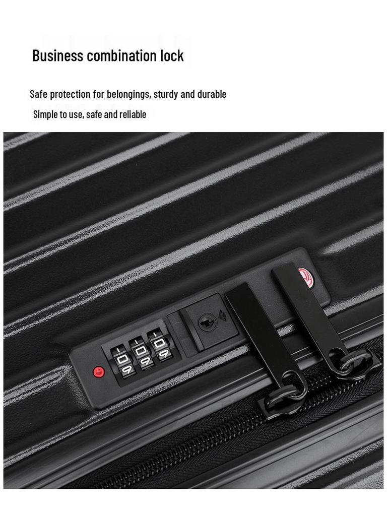 Thickened 24" PC Trolley Case: Drop-resistant, Large Capacity Suitcase with Combination Lock, Available in 26" & 30" Sizes, Leather Accent for Women.