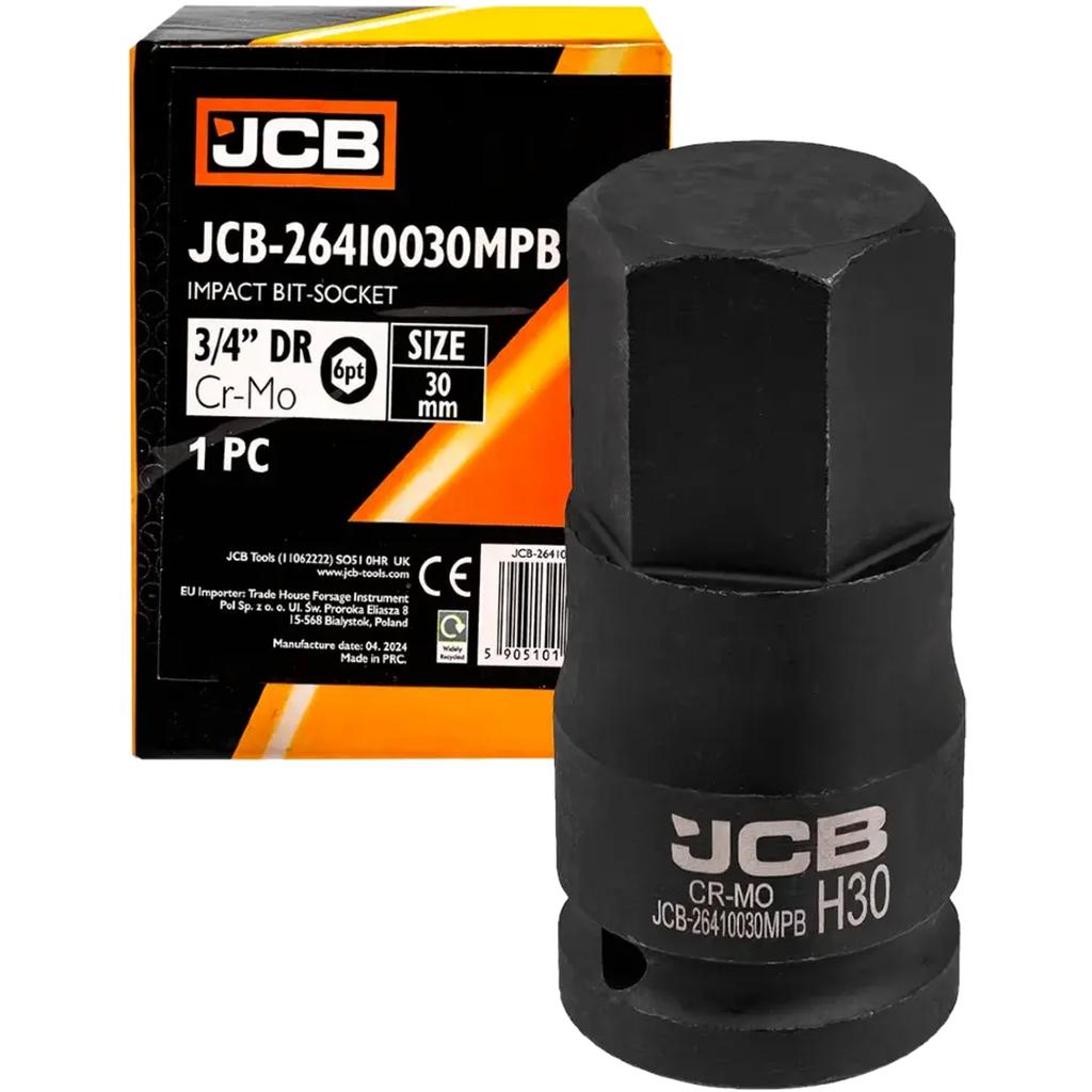JCB Impact Bit Socket 3/4" 30mm 6-point Cr-Mo Socket Wrench