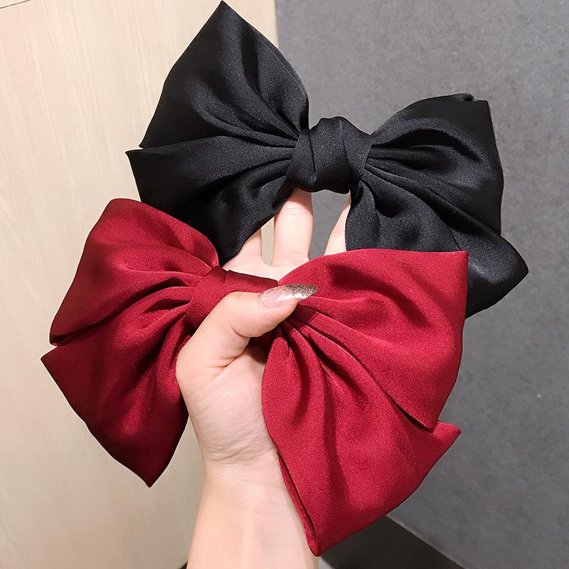 Big Hair Bow Ties Hair Clips Satin Two Layer Butterfly Bow For Women Accessories Barrettes for School Christmas Gift