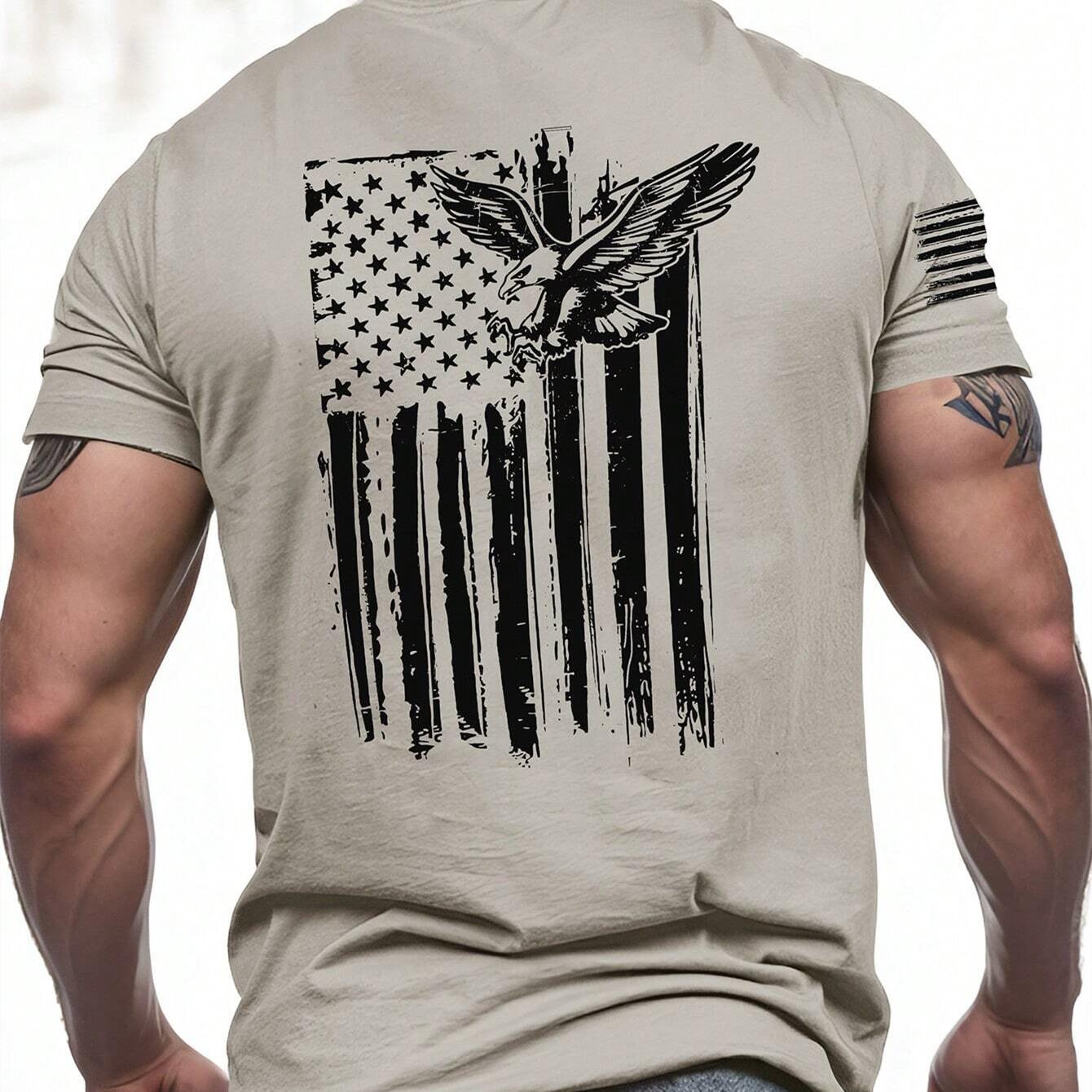 

Мужская футболка больших размеров с 3D принтом американского орла и короткими рукавами, модная мужская футболка для отдыха 4XL