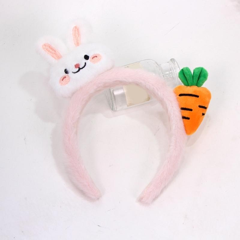 Rabbits Carrot Ear Headbands For Kids Soft Plush Hair Accessory Cute Animal Theme Party Costume Decoration