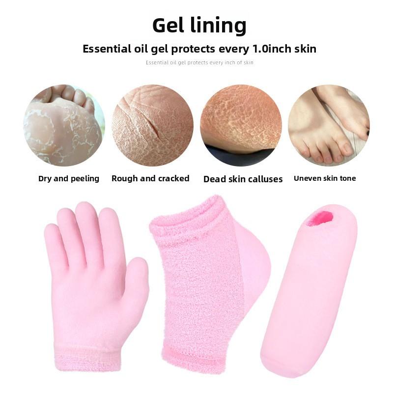 Feather Yarn Gel Heel Socks Hand and Foot Gel Touch Screen Gloves Plant Full Socks Five-finger Gloves