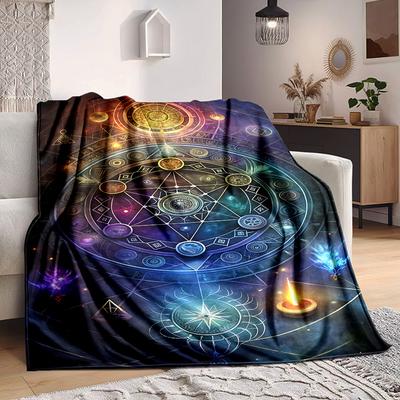 1pc Alchemical Symbols Blanket Lightweight Flannel Blanket Throw Blanket For Sofa, Bed, Travel, Camping, Livingroom, Office, Couch, Chair, And Bed Yy2