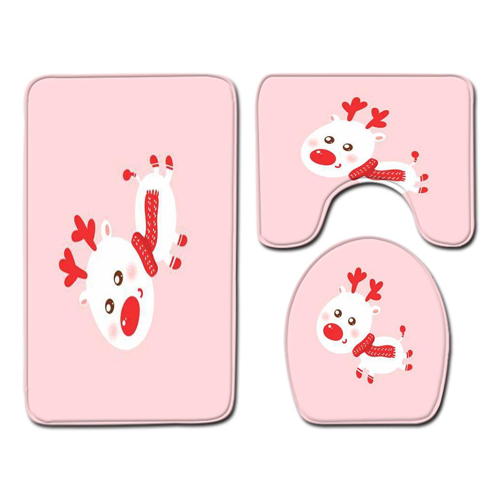 Christmas Bathroom Floor Mat Toilet Three-Piece Set