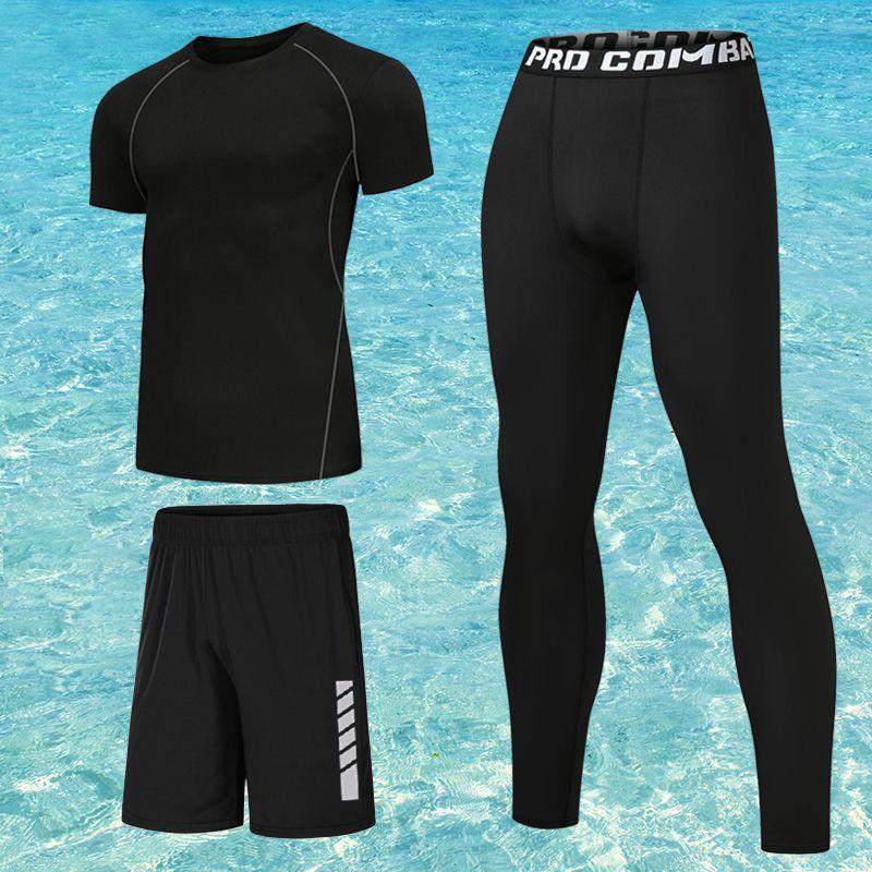 Mens UV Protection Rash Guard Set Long Sleeve Pants Short Swimwear Snorkeling Surfing Diving