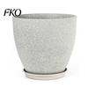 Drainage System Garden Pot Grey Flowerpot with Saucer, Modern Planter Lightweight Flower for Patio Holes, Plant Indoor Outdoor Use Weatherproof