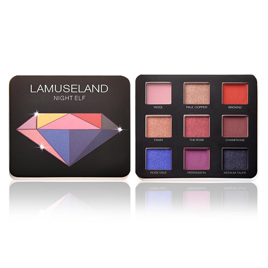 LAMUSELAND 9 Colors Glitter Diamond Eye Shadow Palette Matte Eyeshadow Eye Makeup