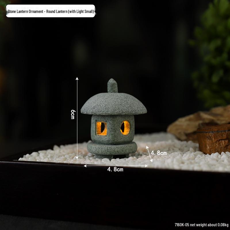 Envy Porcelain Stone Lantern: Small Chinese Pavilion Ornament for Desktop or Fish Tank Scenery.