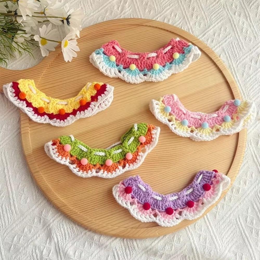 2pcs Handmade Dog Neck Set Photo Decoration Dog Neck Accessories Soft Pet Birthday Hat