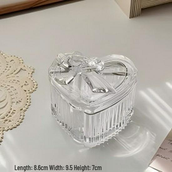 

European Retro Embossed Glass Jewelry Box with Bowknot - Romantic Valentine s Day Storage