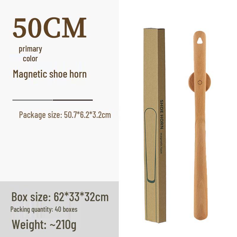 Beechwood Magnetic Shoehorn for Seniors & Pregnant Women - Solid Wood Handle Shoe Lifter