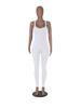 M3132 Sleeveless Backless Waist-Gathering Solid Color Yoga Jumpsuit