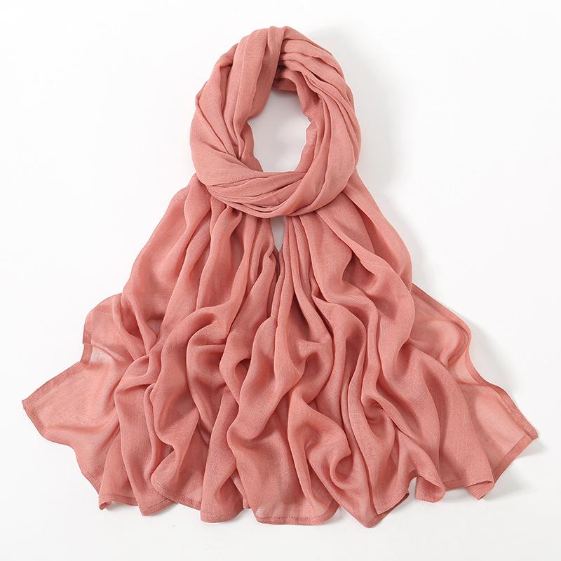 Autumn new solid color hot-selling Malay Indonesian cotton headscarf, monochrome wide-brimmed thin Modal breathable scarf