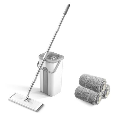 Mikrofaser-Mopp mit Eimer, Bodenreinigung, Handfreier Hand-Bodenwischer, waschbare Pads, wiederverwendbarer Staub