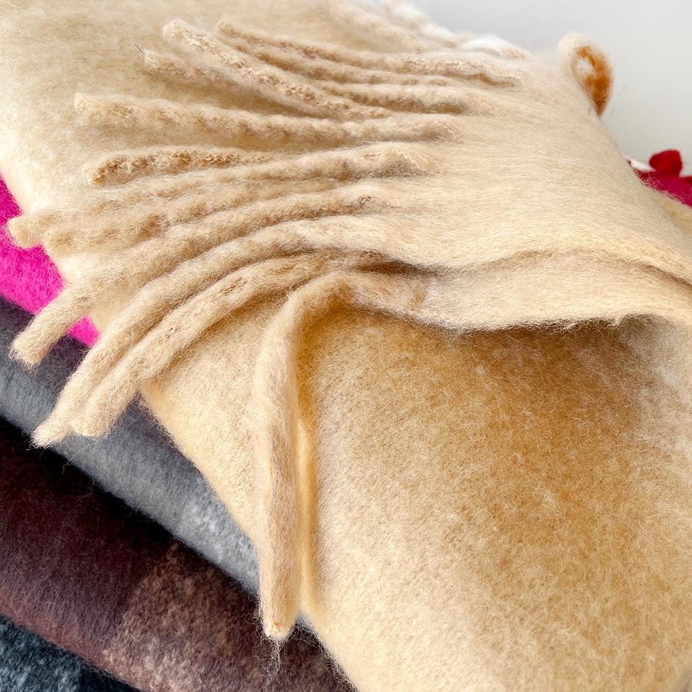 New mohair solid color scarf warm scarf shawl women's high-end scarf scarf women's