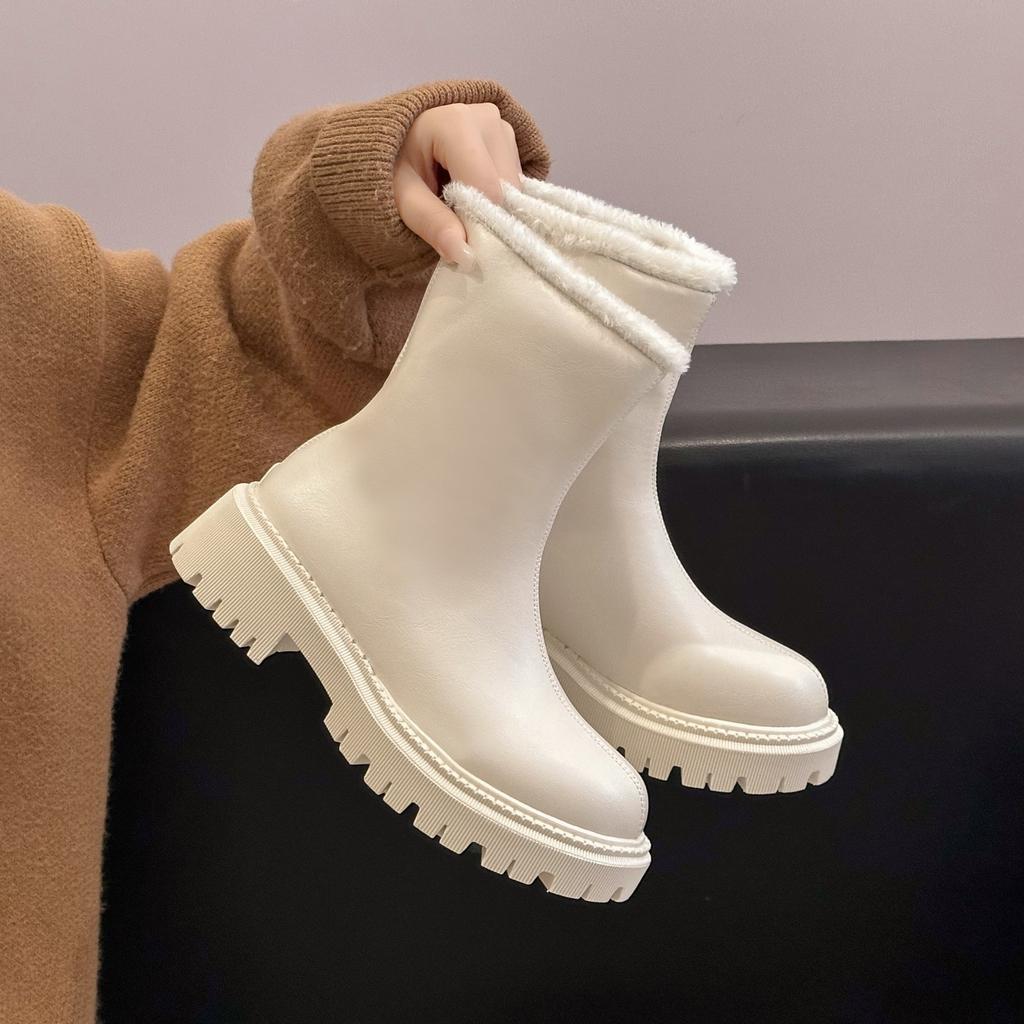 Design Winter Women Warm Plush Ankle Boots Comfort Non Slip Big Size Shoes Concise Cotton Short Botas De Mujer
