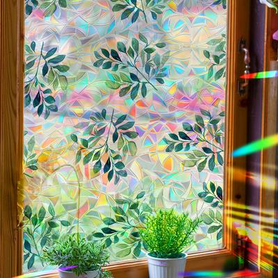 Porte e Finestre in Vetro con Fogliame Decorativo Inciso a Laser Abbellimento Balcone Adesivi Statici per Finestre