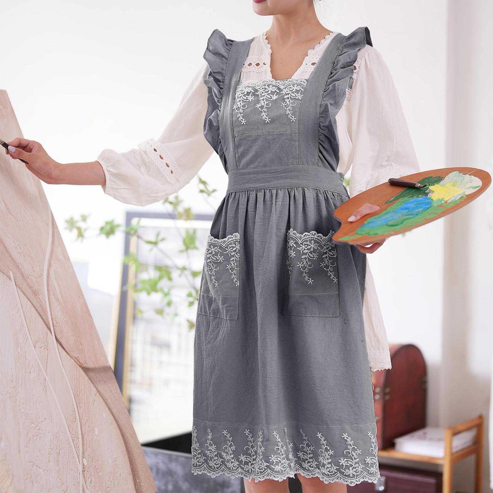 

Leisure And Fashion Home Floral Art Japanese Gardening Baking Lace Sleeveless Apron One Size