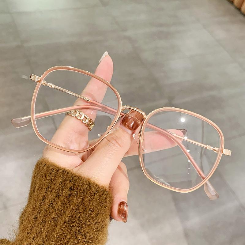 The Same Matte Lime Green Glasses Frame Plain Face Large Frame Polygonal Ultra-Light Myopia Women'S Anti-Blue Light Glasses