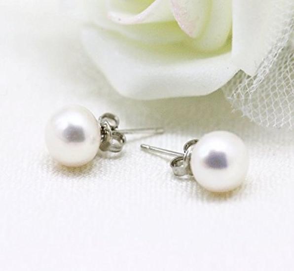 Guarantee Genuine Pearl Necklace and Earrings Set or Earrings Set 8mm Length 50cm for Ceremonial Occasions [Quality Included] (piercing)