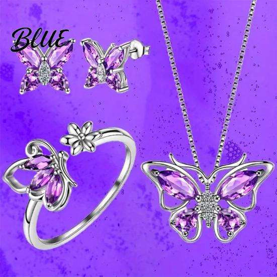Butterfly Necklace Earring Set 1 Jewelry Sparkling Rhinestones Inlaid Pendant