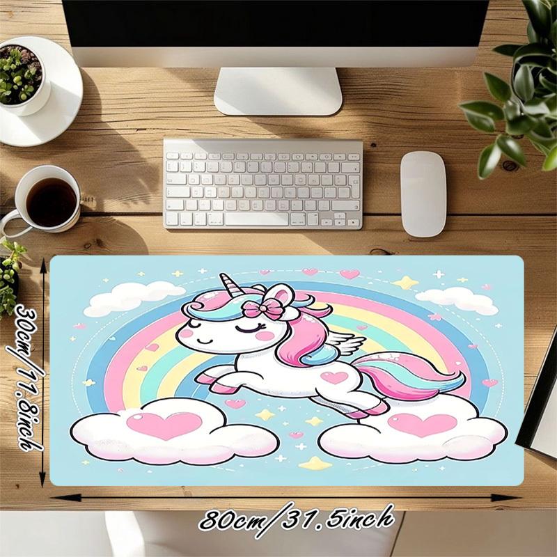 1PC Unicorn Rainbow Oversized Mouse Pad - Non-Slip Rubber Base Perfect for Office School Esports Home Decor Desk Mat 253A