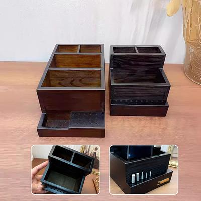 Wooden Nail Drill Bits Holder 10 Holes Nail Drill Machine Holder Display Storage Box Nail Art Polishing Grinding Drill Organizer