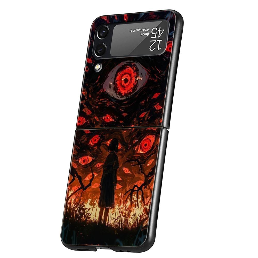 Hard PC Phone Case For Samsung Galaxy Z Flip 7 6 5 4 Black Cover For Galaxy Z Flip 3 Foldable Capas Trendy Cool Eyes Creative