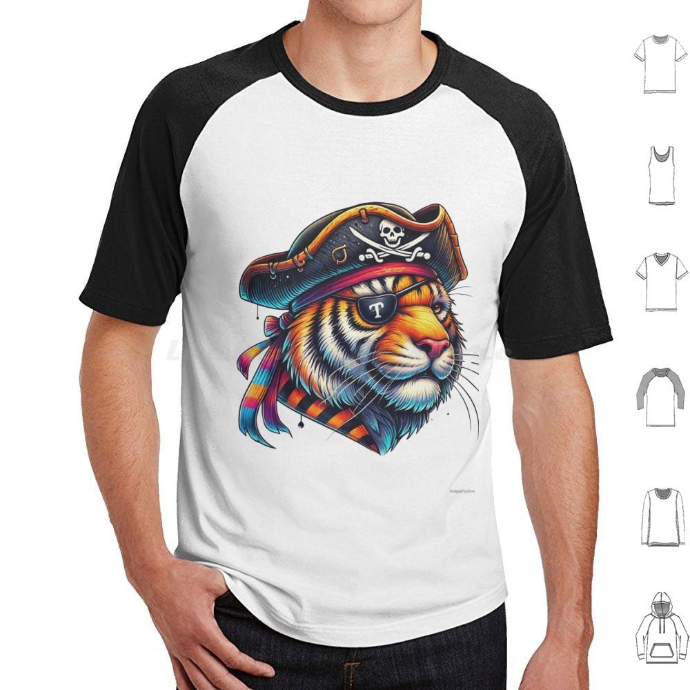 The Legendary Pirate TigerKing Of The Wild Oceans T Shirt Cotton Men Women DIY Print Pirate Tiger Animal Art Colorful