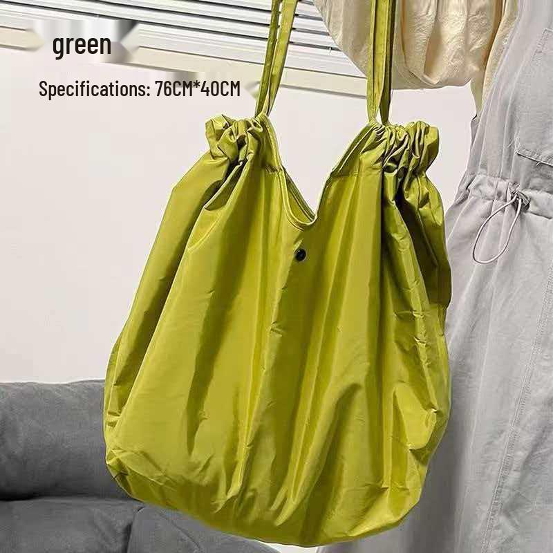 Eco-Friendly Foldable Shopping Tote with Buckle, Drawstring Closure, and Single Shoulder Strap