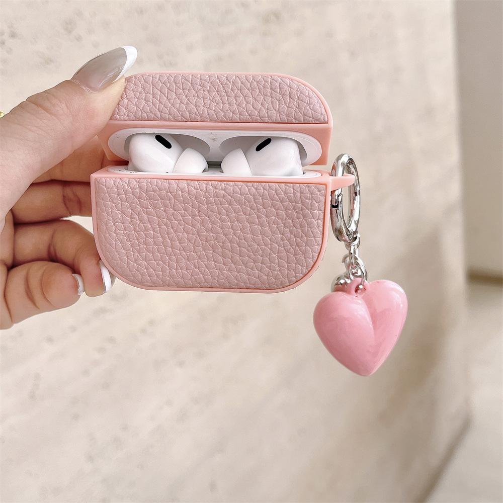 Simple solid color leather pattern for AirPods 1 apple bluetooth wireless headset cover pro1 protective cover 1/1 generation female
