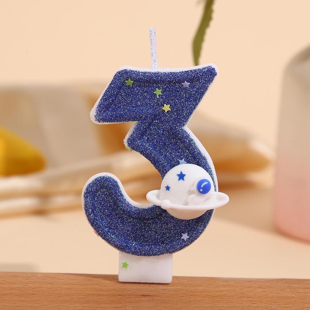 Creative Globe Birthday Cake Topper Decoration - Digital Candle Design