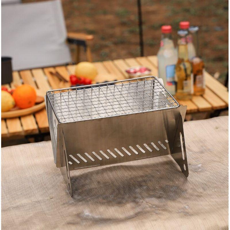 New Outdoor Removable Stainless Steel Incinerator Folding Barbecue Camping Portable Mini Charcoal Wood Burning Stove