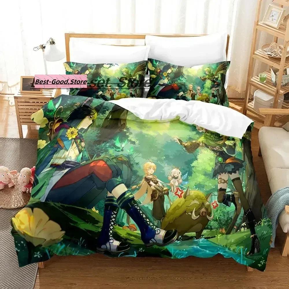 

3D Kawai Genshin Impact Tighnari Beding Set Single Twin Printed With Pilowcase Bed Soft Duvet Cover Single Double Quen King-Sized Dimensionsd 135*200cm Eu-Single