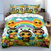 "Cheerful bees with rainbows" Bedding sets Duvet covers Pillowcases(1* Duvet Cover 2* Pillowcases without duvet insert)