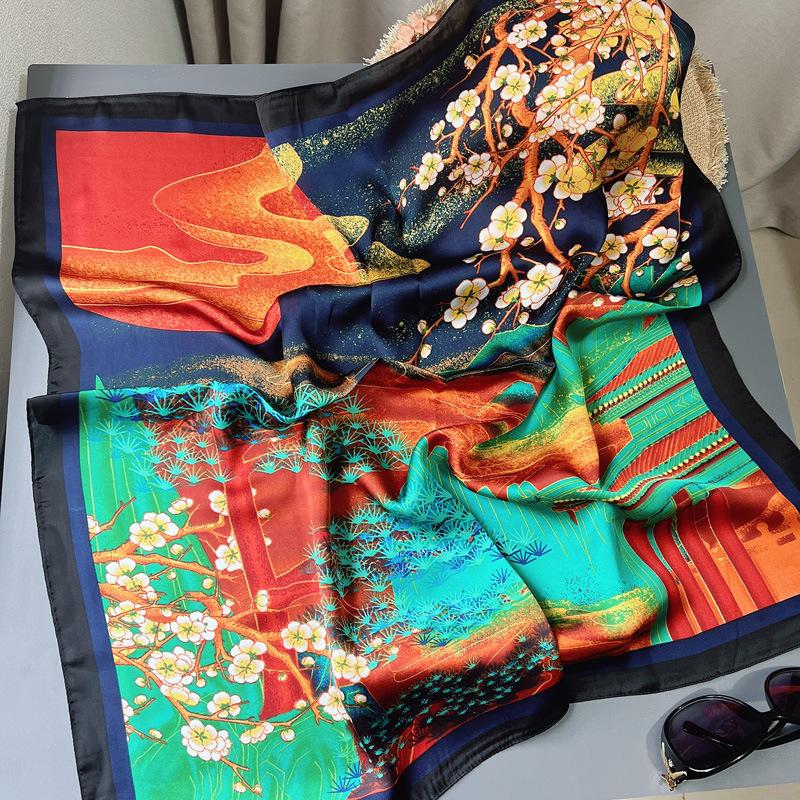 New Women Silk Printed Design Scarf For Women Fashion Neck Tie Hand Bag Foulard Wrist Kerchief Shawl Wraps Hajib Silk Scarves