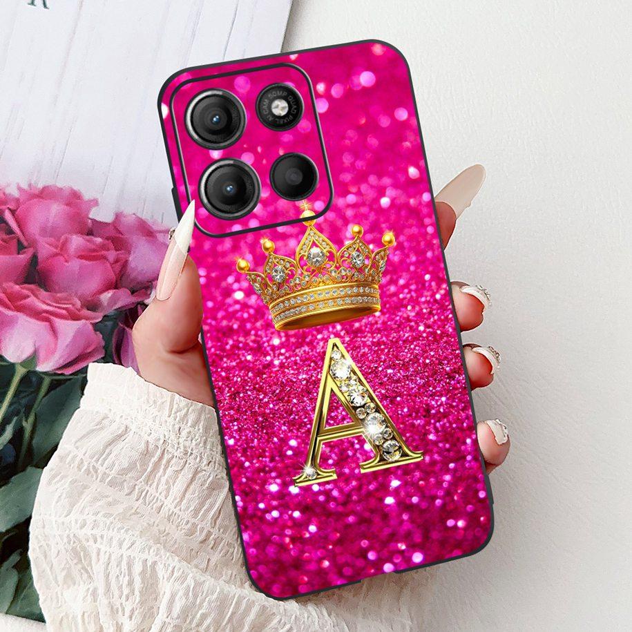 For Motorola Moto G15 Case MotoG15 Cover Luxury Crown Letters Soft Silicone Phone Case For Motorola Moto G75 5G G 75 G 15 Bumper
