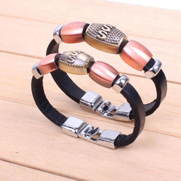 JMXD Vintage Circle Bronze Beaded Bracelet Handmade Gender Symbol Unisex Stretch Skull Infinity Rope Wristband Retro Punk Gift Jewelry