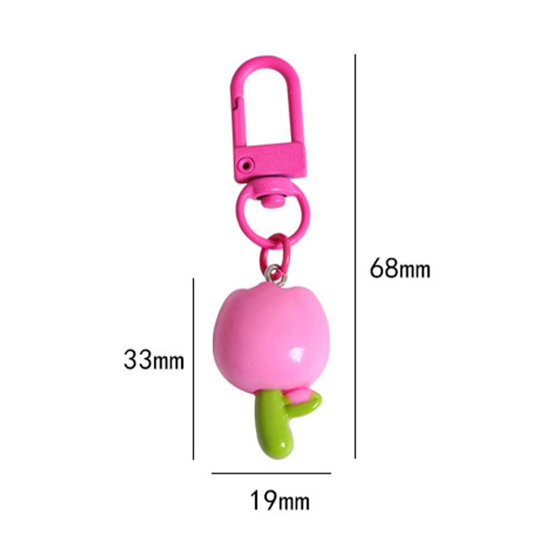 Resin Tulip Keychain Pendant Flower Girl Heart Cute Bag Ornament Headphone Key Case Decoration