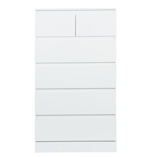 Kommode, Weiße Kommode, Schlafzimmerkommode & Schubladenkommoden, Hohe Kommode mit 6 Holzschubladen, Große Holzkommode für Schlafzimmer-Schrank, Weiß