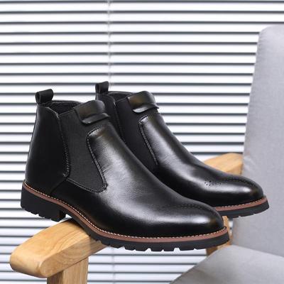 Mens 2025 Wide Width Chelsea Boots Slip-On Elastic Ankle Boots British Workwear Style Non-Slip Durable Leather Comfortable Shoes