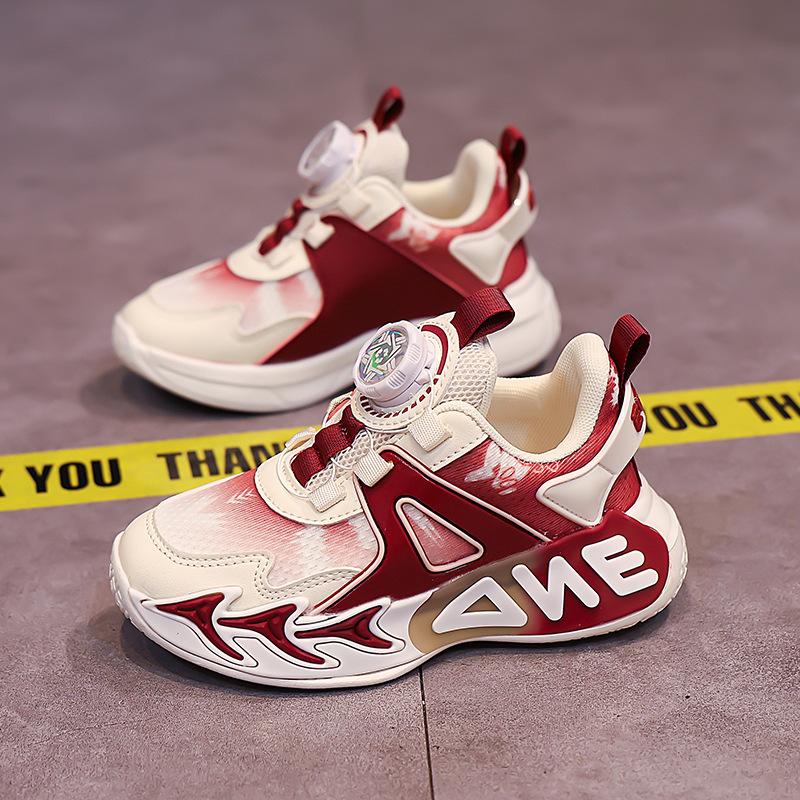 Girls' sports shoes 2025 new button men's and women's sports shoes spring and autumn mesh breathable wear-resistant lightweight running shoes