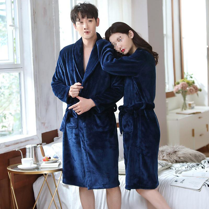G5Z Couple's Flannel Robe: Thick Coral Fleece Bathrobes for Men & Women