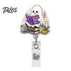Rotating Badge Reel Halloween Retractable Reel, Ghost Black Cat And Pumpkin Design, Nurse Clip 360 Degree Acrylic ID Holder for Nurses Office