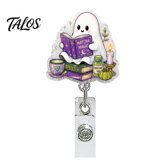 Rotating Badge Reel Halloween Retractable Reel, Ghost Black Cat And Pumpkin Design, Nurse Clip 360 Degree Acrylic ID Holder for Nurses Office