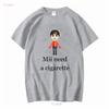Mii Need A Cigarette T Shirt Funny Wii Humorous Video Game Long or Short Sleeves Vintage Washed Designer Clothes Stretched