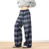 Unisex Retro Plaid Lazy Pants: Loose, Straight-Leg, Slimming Wide-Leg Style