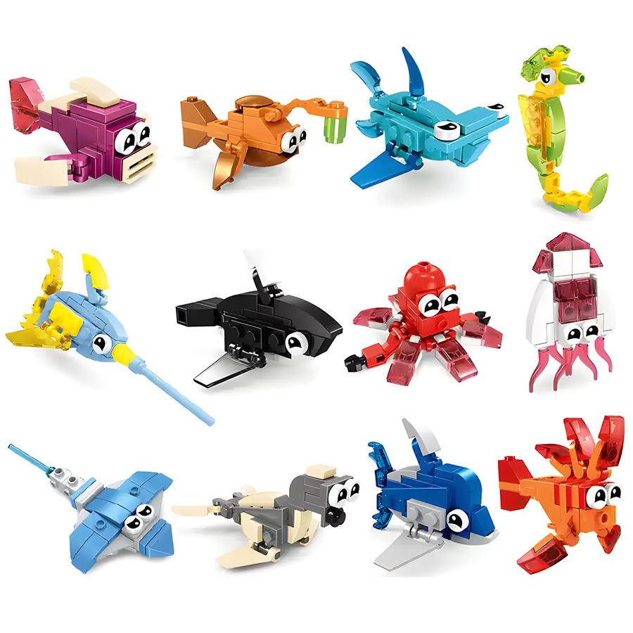 MOC Marine Insect Bird Building Block Set Animal Model Small Particle Puzzle Bricks for Kids