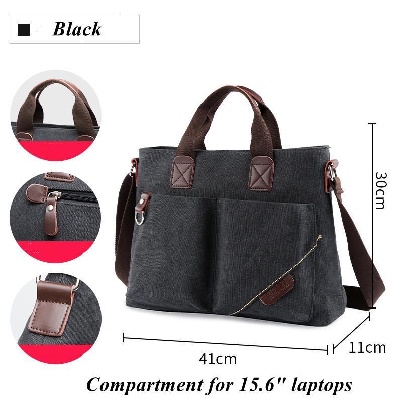 Men's Business Canvas Handbag Outdoor Crossbody Bag Men's Bag Shoulder Bag Student Casual Messenger Bag For Men Male Handbag