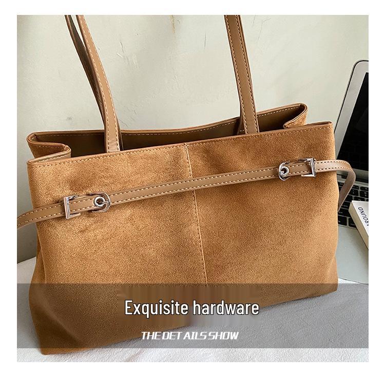 Retro Wildleder Damen Umhängetasche - Große Kapazität, Lässiger Pendlerstil